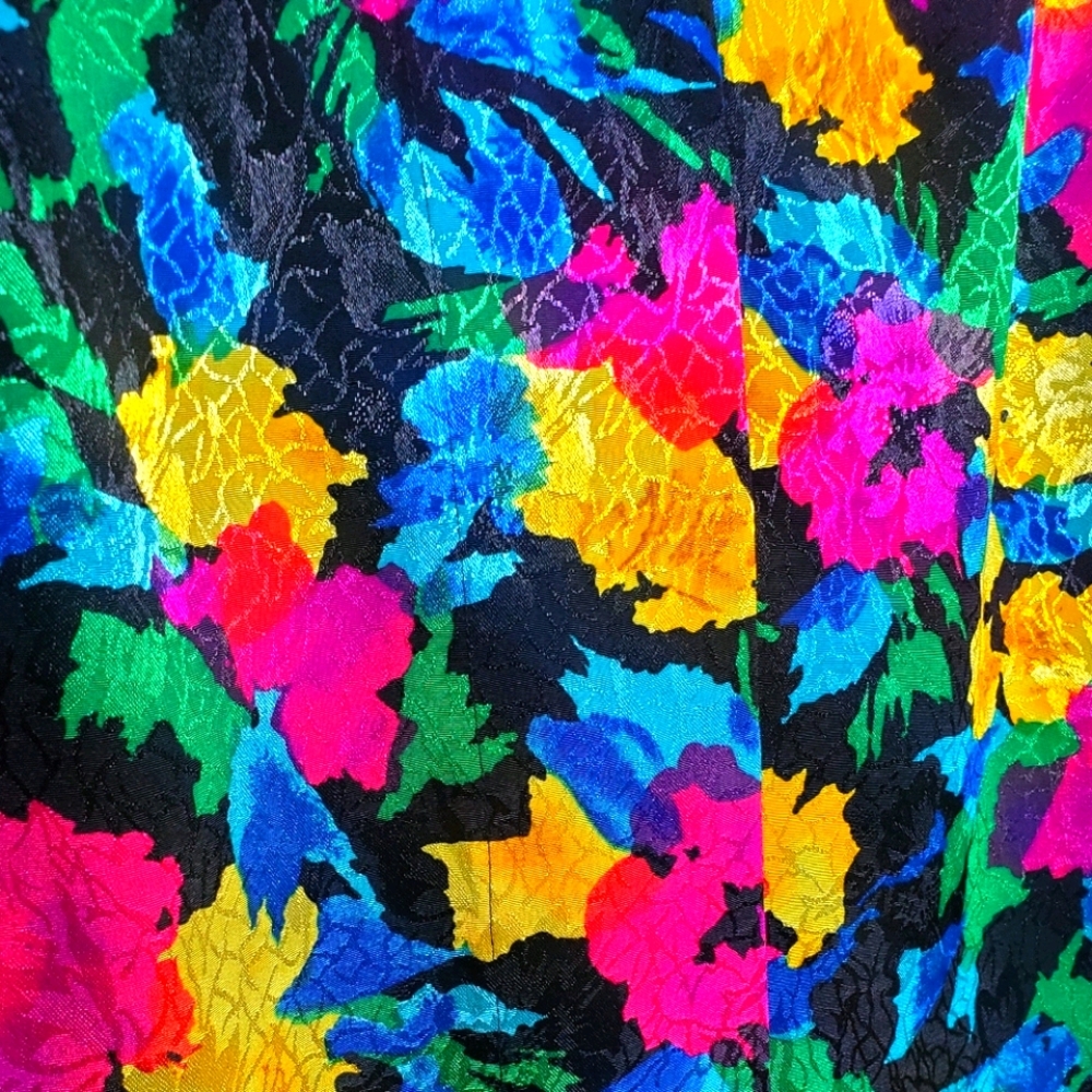 💖Vintage Neon Sparkle Floral Rainbow  Blouse💖
